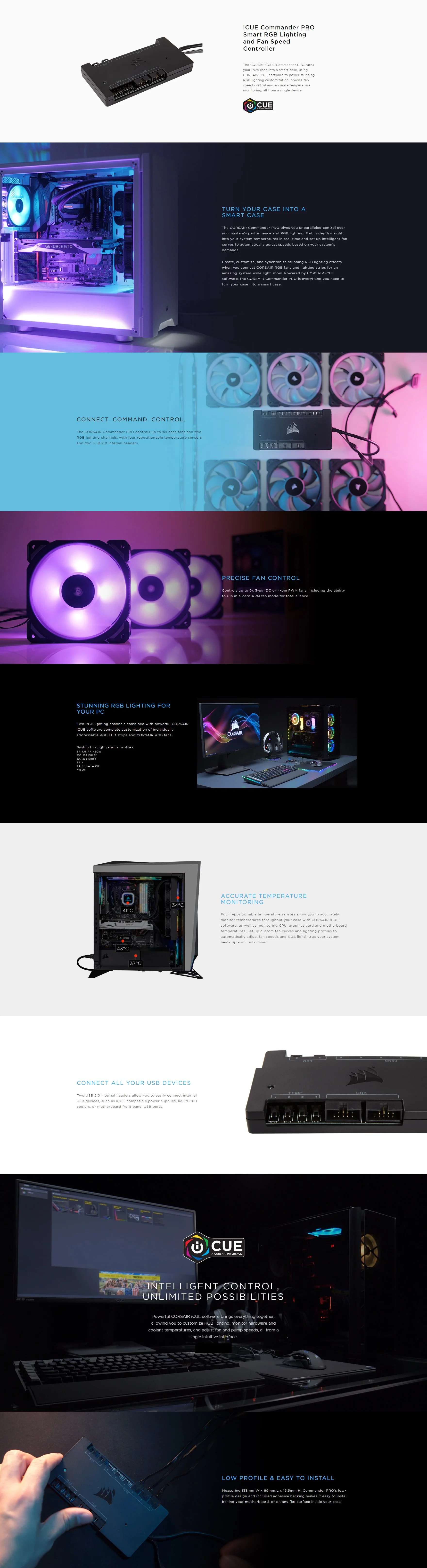 Corsair CL-9011110-WW iCue Commander Pro RGB Lighting Kit - Image 4