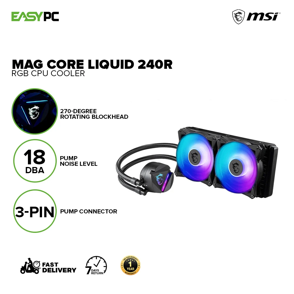 MSI MAG Core Liquid 240R RGB V2 CPU Cooler - Image 3