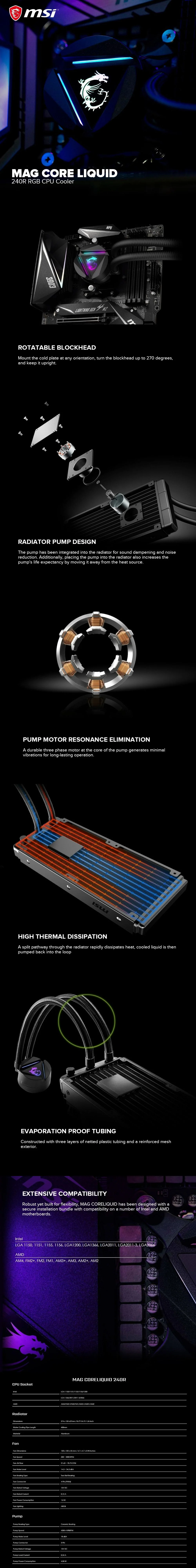 MSI MAG Core Liquid 240R RGB V2 CPU Cooler - Image 6