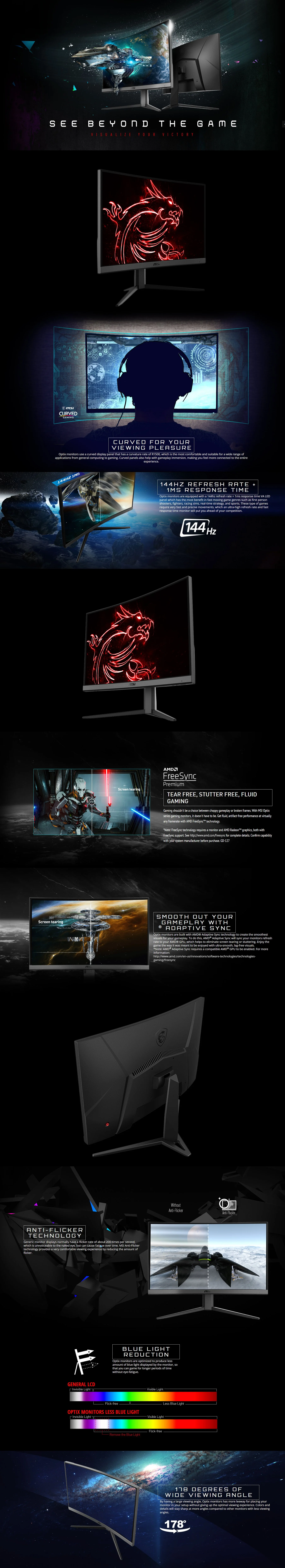 MSI Optix G24C4 24" 144Hz FHD VA Curved Gaming Monitor - Image 7