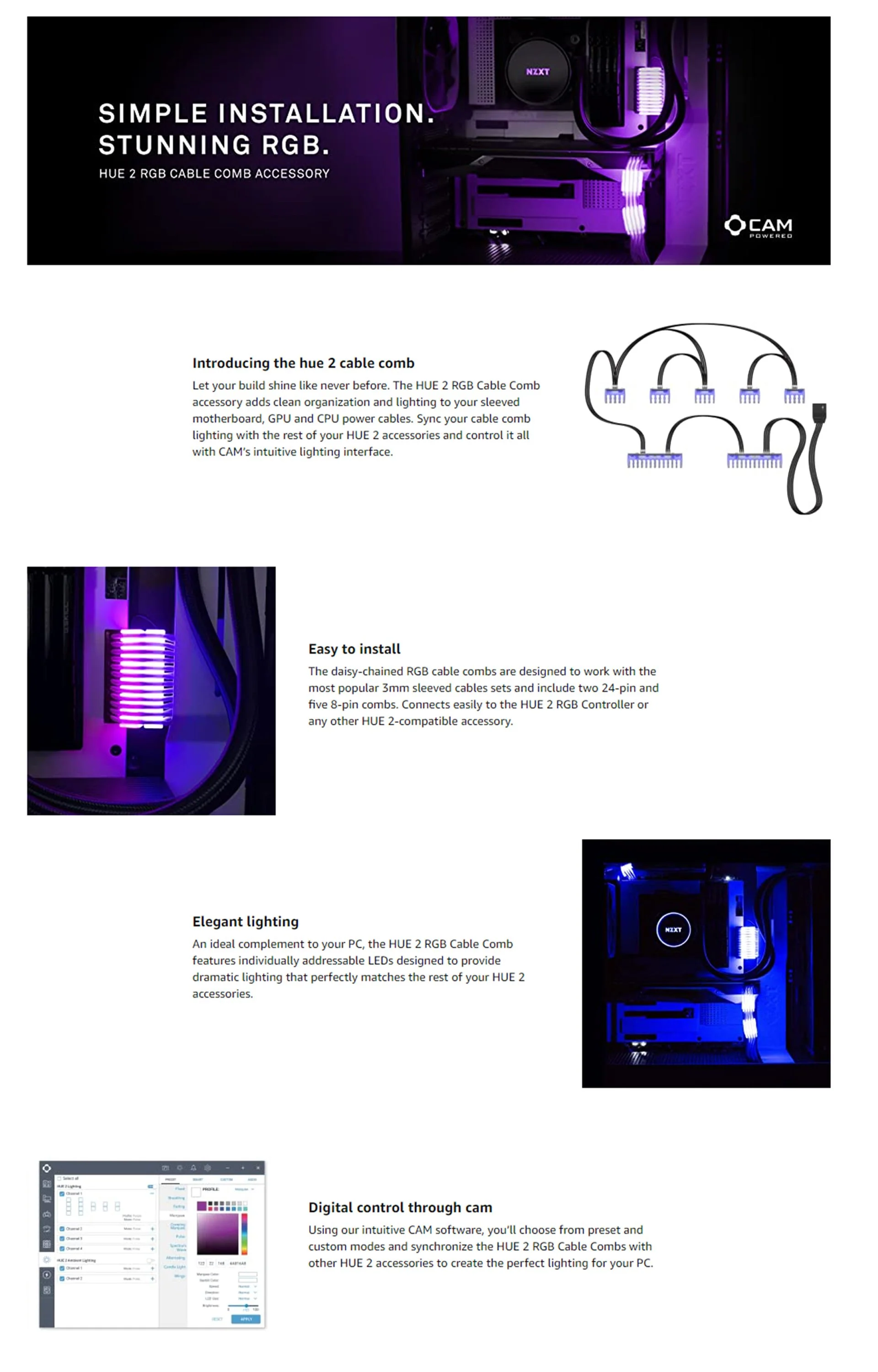 NZXT Hue 2 AH-2PCCA-01 Cable Comb - Image 4