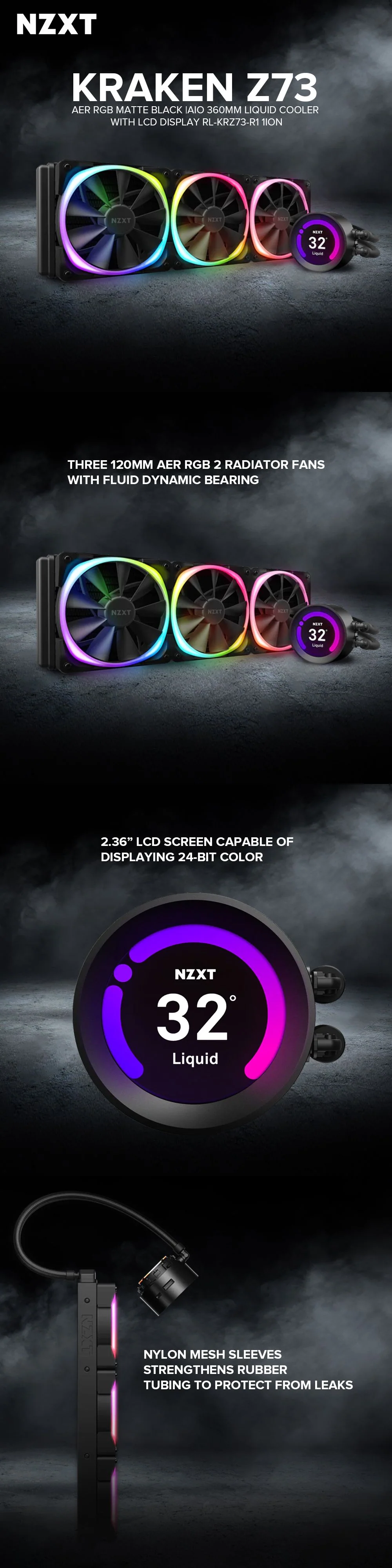NZXT Kraken Z73 RGB 360mm Black/White RGB Liquid Cooler AER RGB 2 - Image 11