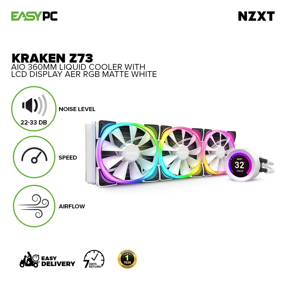 NZXT Kraken Z73 RGB 360mm Black/White RGB Liquid Cooler AER RGB 2 - Image 7
