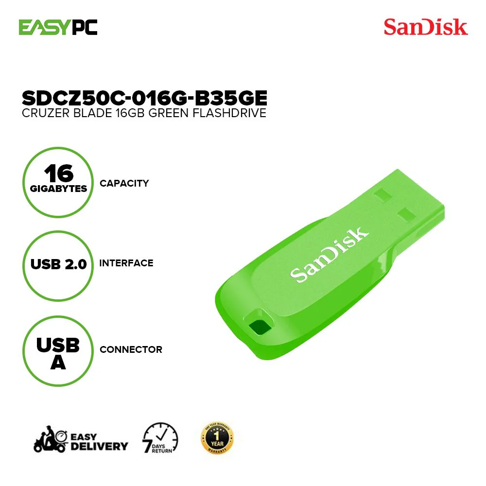 Sandisk SDCZ50C-016G-B35GE Cruzer Blade 16gb Green - Image 3