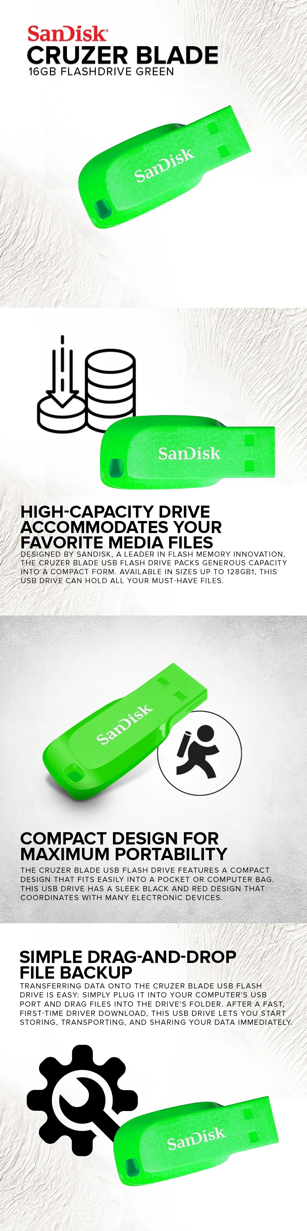 Sandisk SDCZ50C-016G-B35GE Cruzer Blade 16gb Green - Image 5