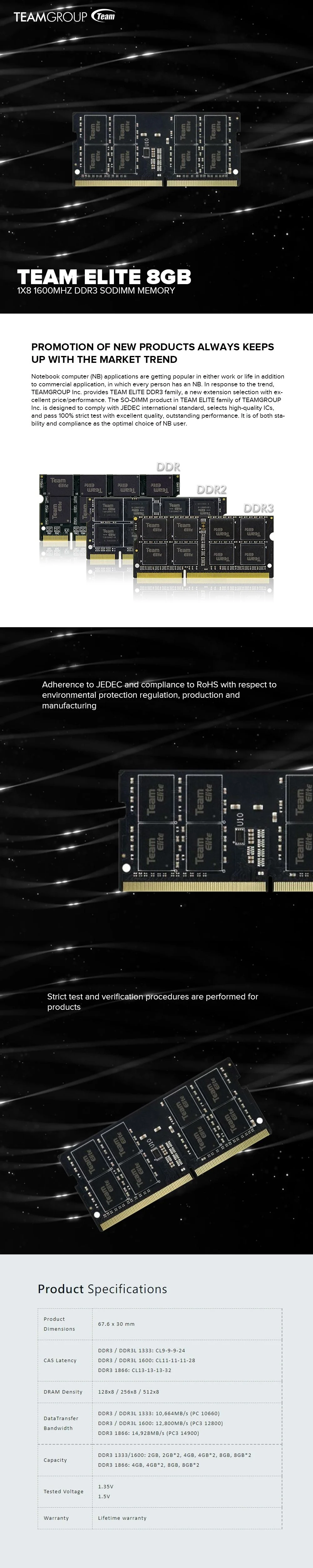Team Elite 1x8gb Ddr3 1600mhz Sodimm Memory - Image 6
