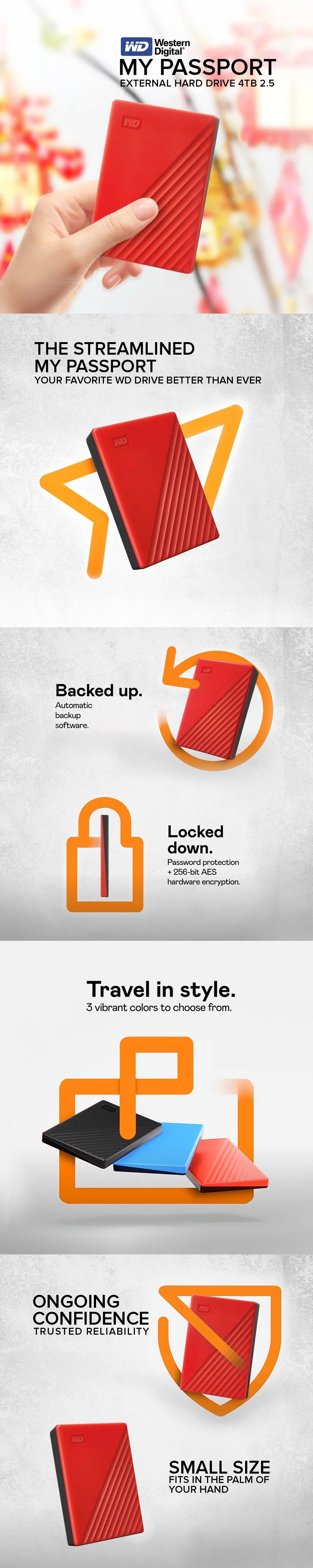 Western Digital My Passport 4tb 2.5 External Hard Disk Drive Red - Image 6